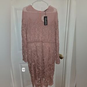 Boohoo Blush Floral Lace Dress
